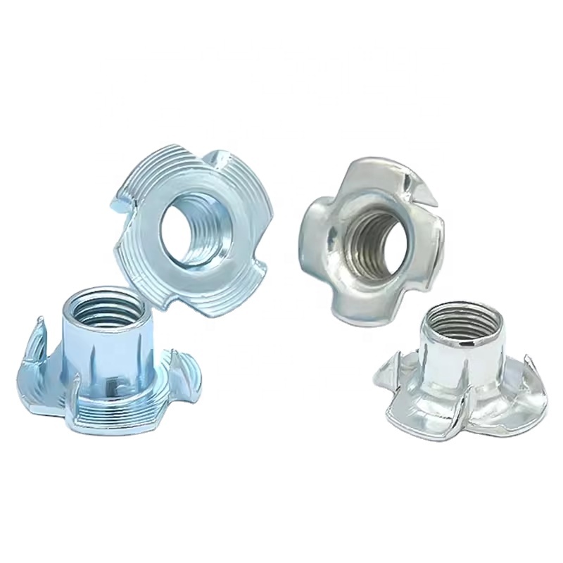 Threaded Four-Prong T-Nut For Machine Assembly