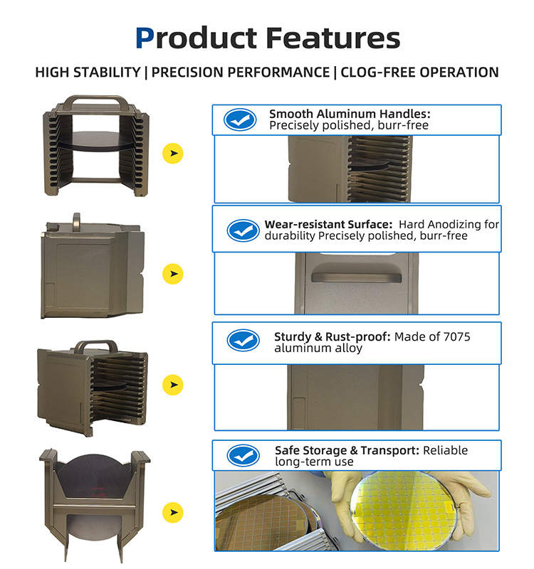 6 Inch 25 Slot B06-R3 Metal Wafer Cassette(10 mm Slot Pitch)