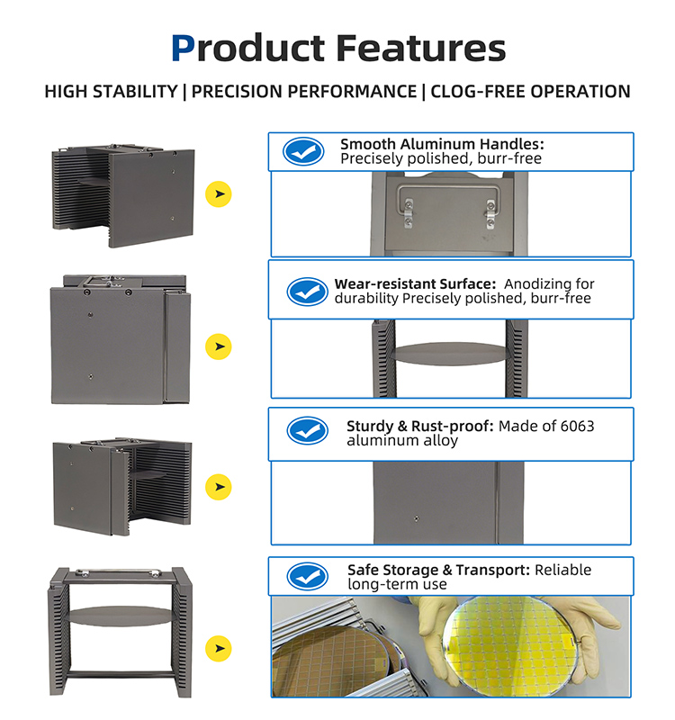 6 Inch 25 Slot A06-R0 Metal Wafer Cassette(4.76mm Slot Pitch)