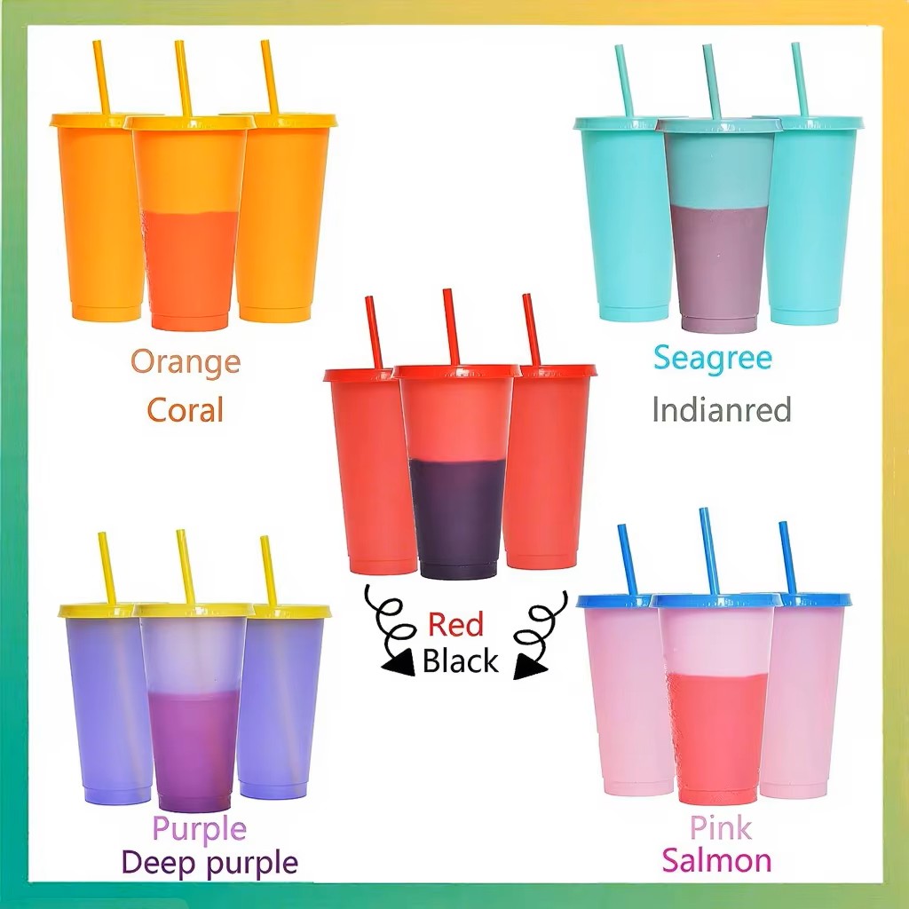 24oz Color Changing Cup with Lid & Straw