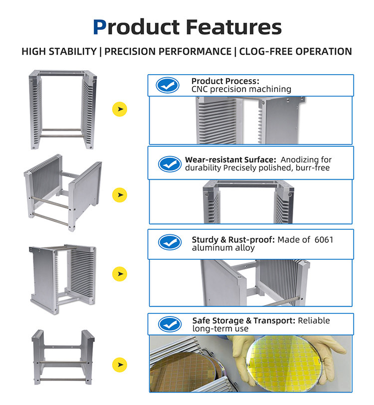 4 Inch 25 Slot E04-R0 Metal Wafer Cassette (4.76 mm Slot Pitch)