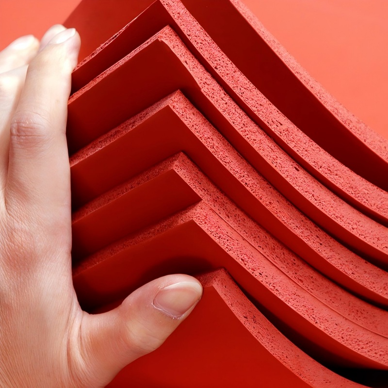 Red High Temperature Resistant Silicone Foam Sheet Roll Non-Slip Insulating Rubber Pad for Heat Press and Industrial Machines