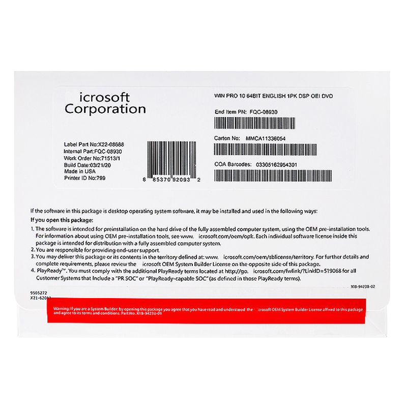 Can I Legally Transfer a Windows 10 Pro OEM DVD License to a New Computer