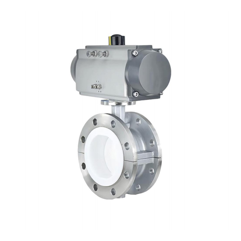 Pneumatic Fully Lined Fluoropolymer Flanged Butterfly Valve