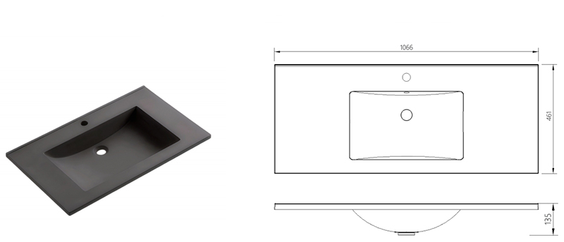 Matte Art Square Round Washing Single Basin Table Bathroom Cabinet Ceramic Basin