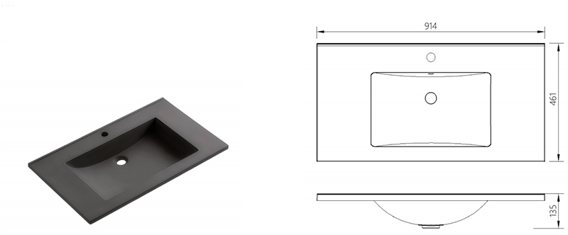 Matte Art Square Round Washing Single Basin Table Bathroom Cabinet Ceramic Basin