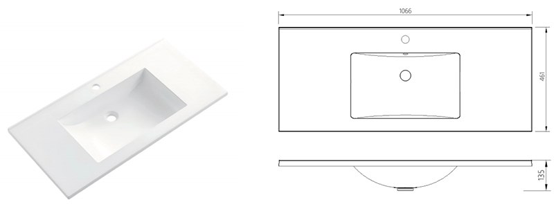 Matte Art Square Round Washing Single Basin Table Bathroom Cabinet Ceramic Basin