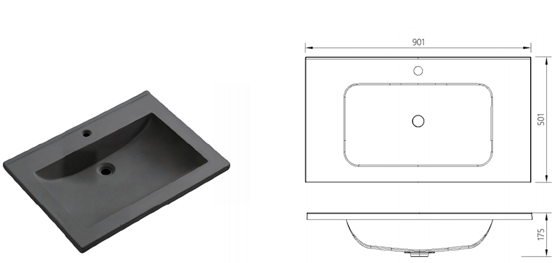 Matte Art Square Round Washing Single Basin Table Bathroom Cabinet Ceramic Basin