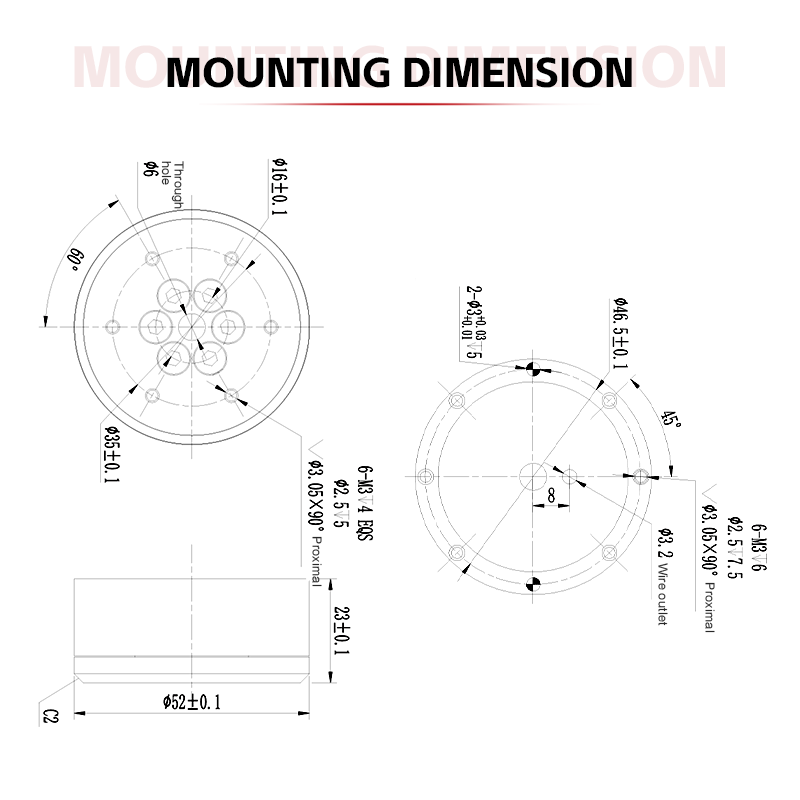 6 Axis Force Sensor T521J10-360