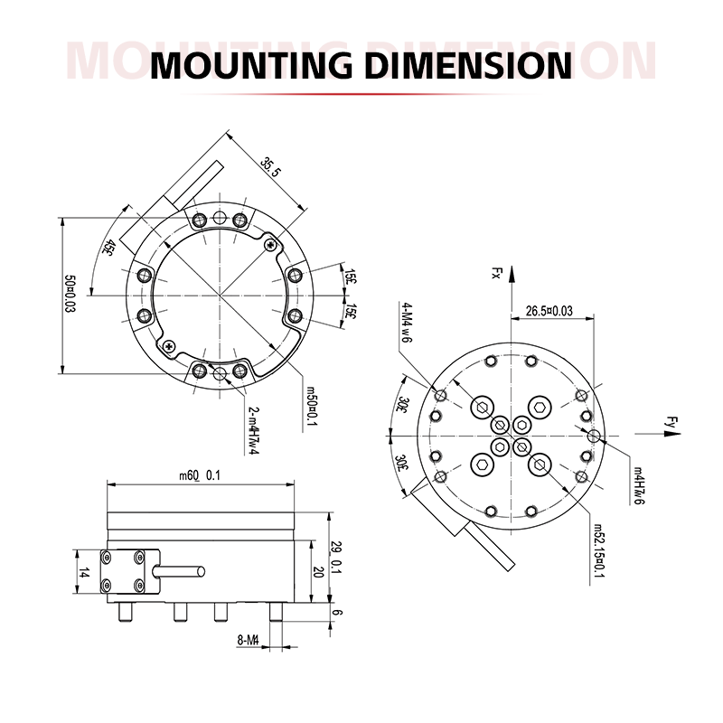6 Axis Force Sensor T521J11C