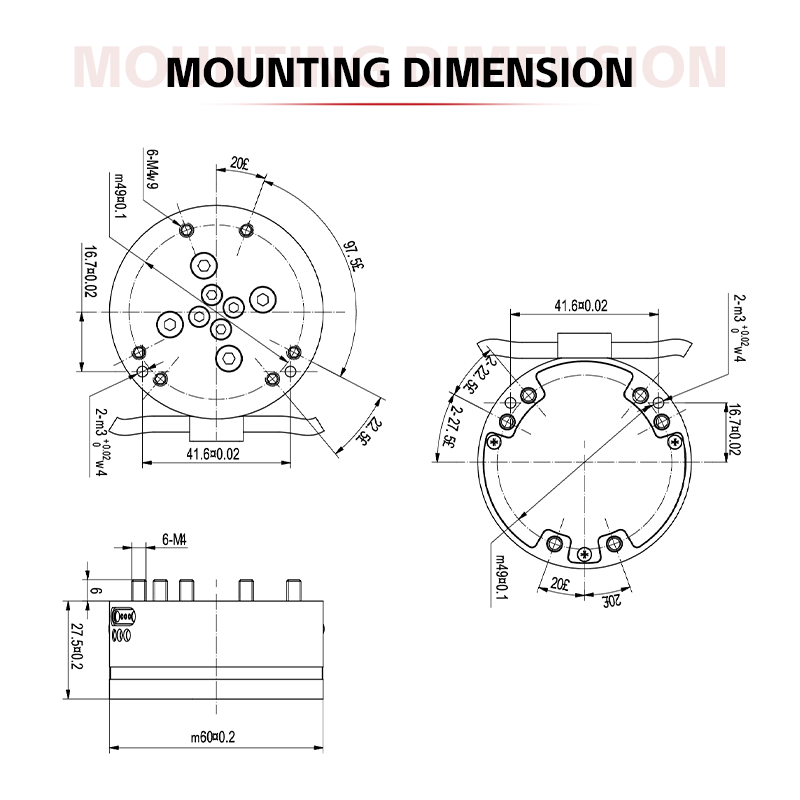 6 Axis Force Sensor T521J11C-D