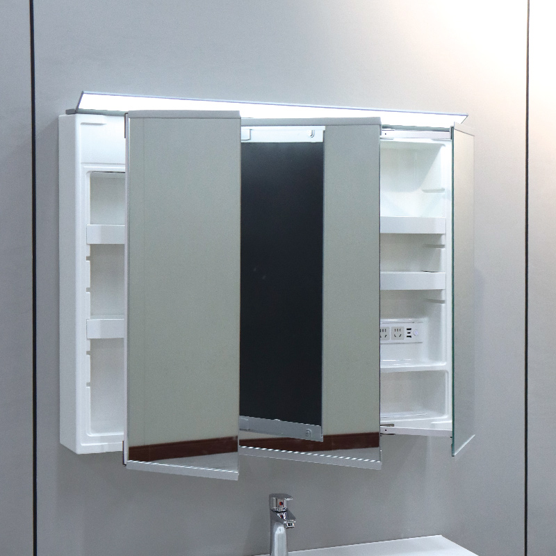 Adjustable Light Ample Storage Grille Bathroom Cabinet with Smart LED Mirror
