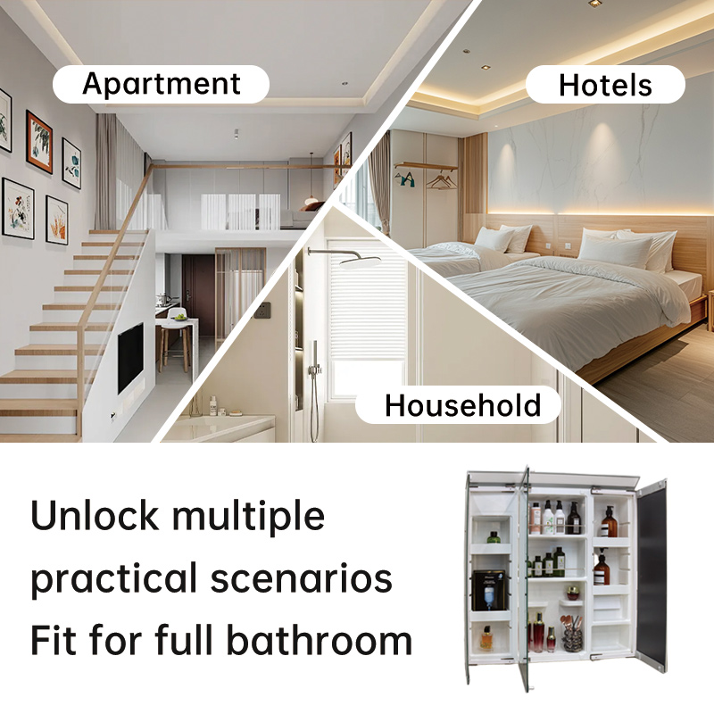 Adjustable Light Ample Storage Grille Bathroom Cabinet with Smart LED Mirror