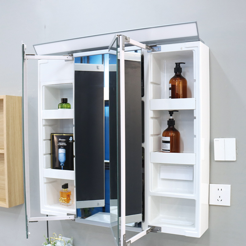 Adjustable Light Ample Storage Grille Bathroom Cabinet with Smart LED Mirror