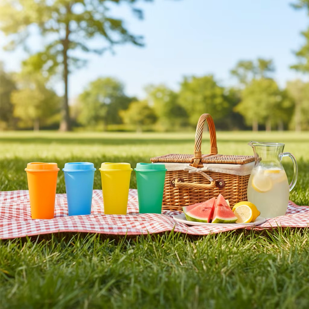 Custom 16oz Reusable Plastic Tumbler with Leakproof Lid & Straw