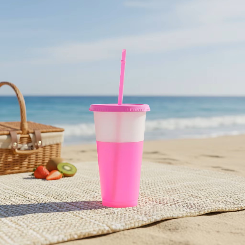 24oz Color Changing Cups with Lids & Straws &ndash; 12-Piece Set