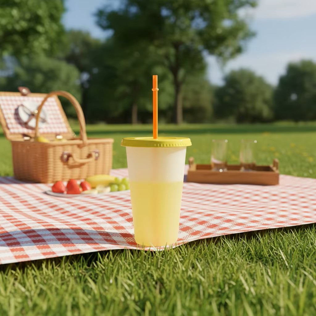 24oz Color Changing Cups with Lids & Straws &ndash; 12-Piece Set