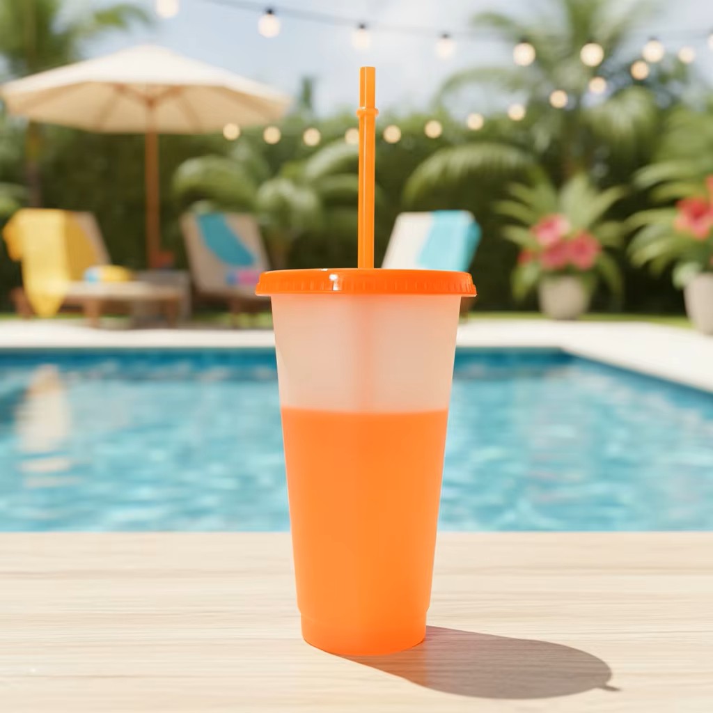 24oz Color Changing Cups with Lids & Straws &ndash; 12-Piece Set