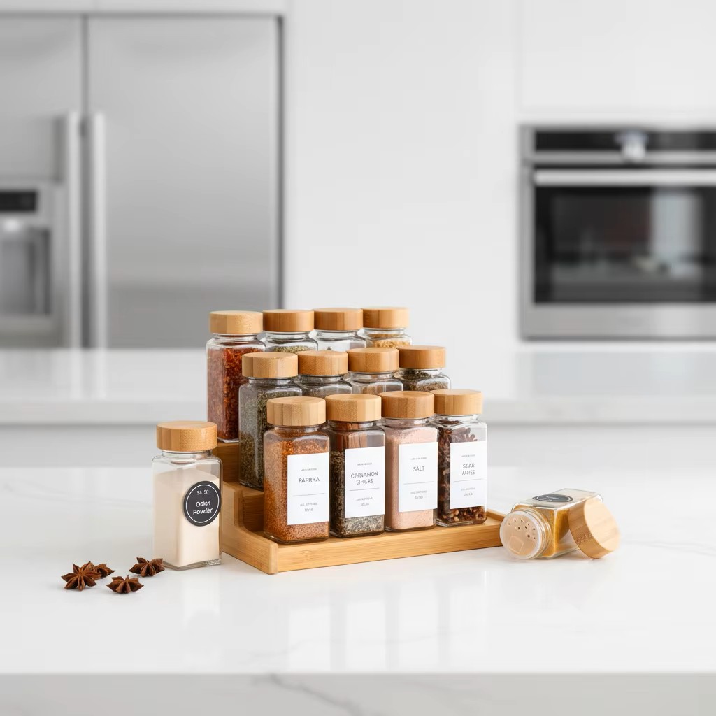 120ml  4oz Glass Spice Jar with Bamboo Lid