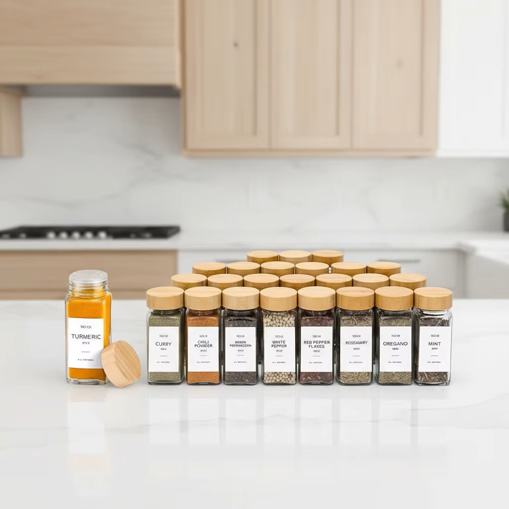 120ml  4oz Glass Spice Jar with Bamboo Lid