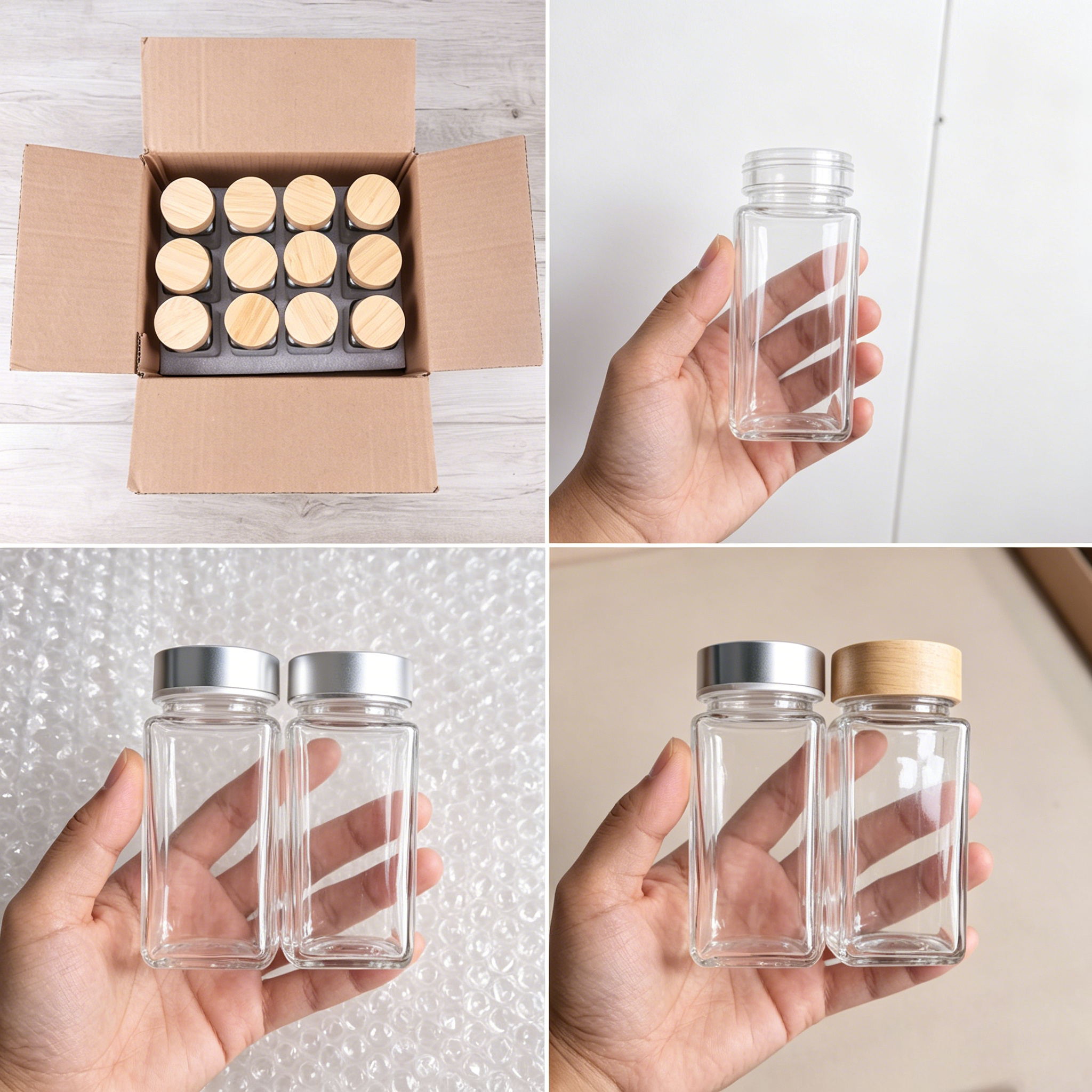 120ml  4oz Glass Spice Jar with Bamboo Lid
