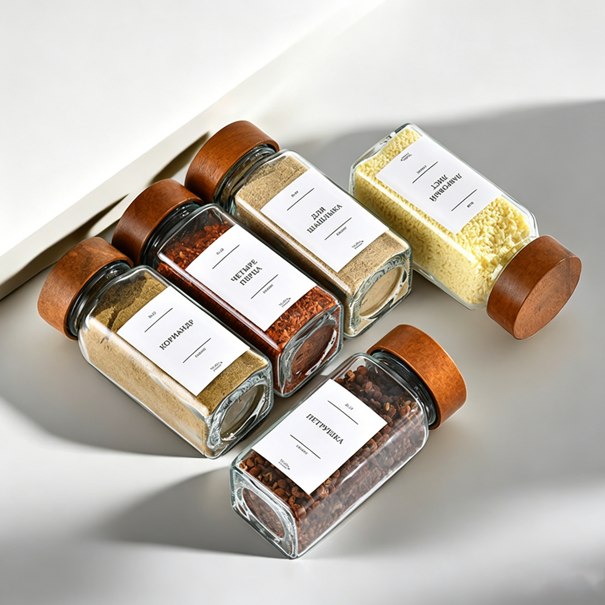 120ml High-Clarity Glass Spice Jars with Acacia Wood Lids