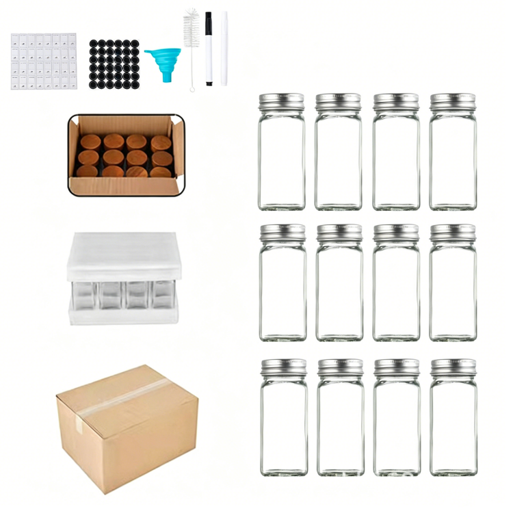 Glass Spice Jars with Aluminum Lids & Iron Lids