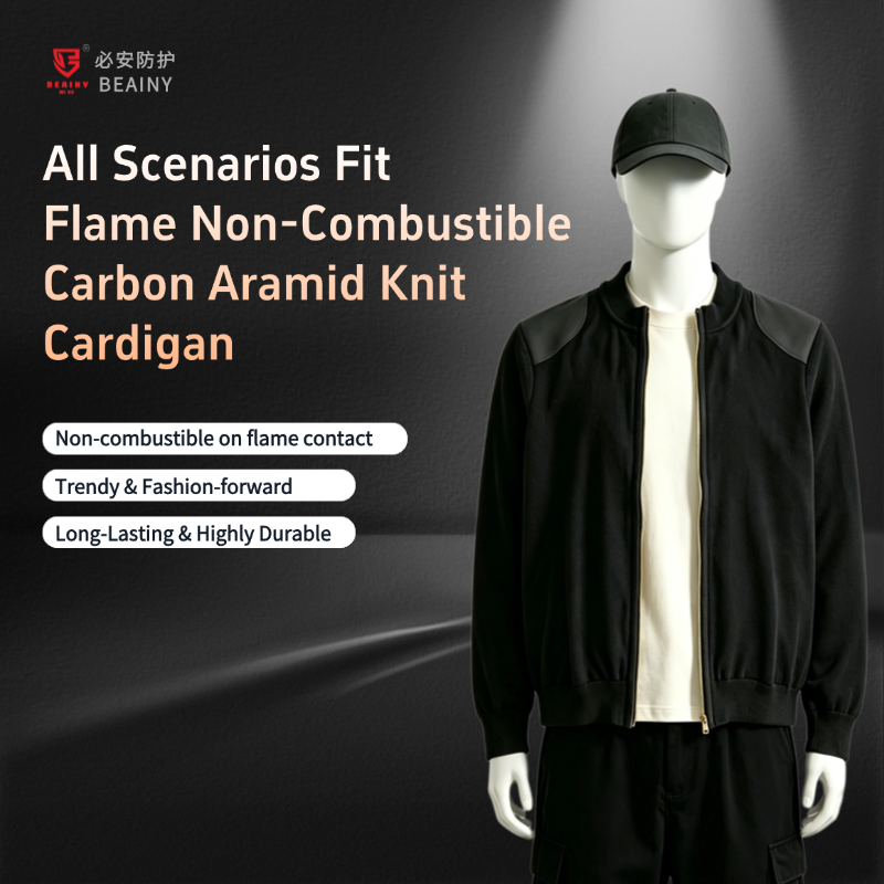 BEAINY Carbon Aramid Flame Non-Combustible Knit Cardigan, Multi-scenario Protective Workwear Jacket