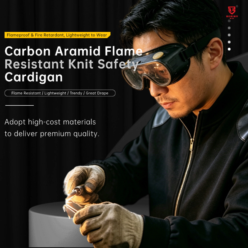 BEAINY Carbon Aramid Flame Non-Combustible Knit Cardigan, Multi-scenario Protective Workwear Jacket
