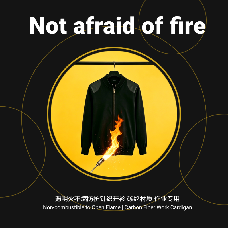 BEAINY Carbon Aramid Flame Non-Combustible Knit Cardigan, Multi-scenario Protective Workwear Jacket