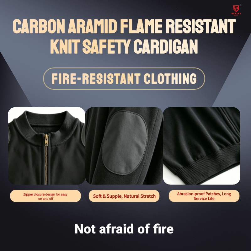 BEAINY Carbon Aramid Flame Non-Combustible Knit Cardigan, Multi-scenario Protective Workwear Jacket