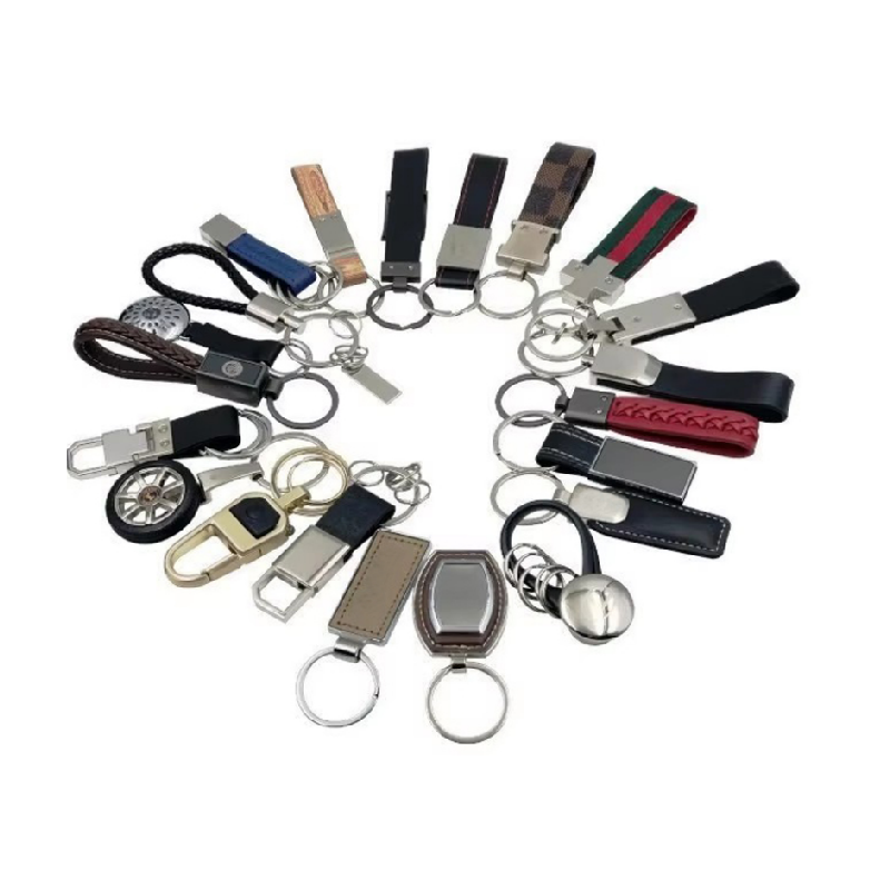 Fashion Design Metal Card Pu Leather Keychain