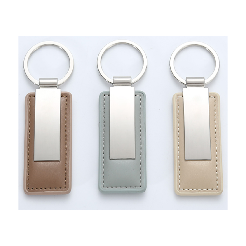 Fashion Design Metal Card Pu Leather Keychain