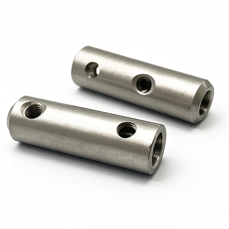 Stainless Steel Cylindrical Connector with Threaded Cross Holes