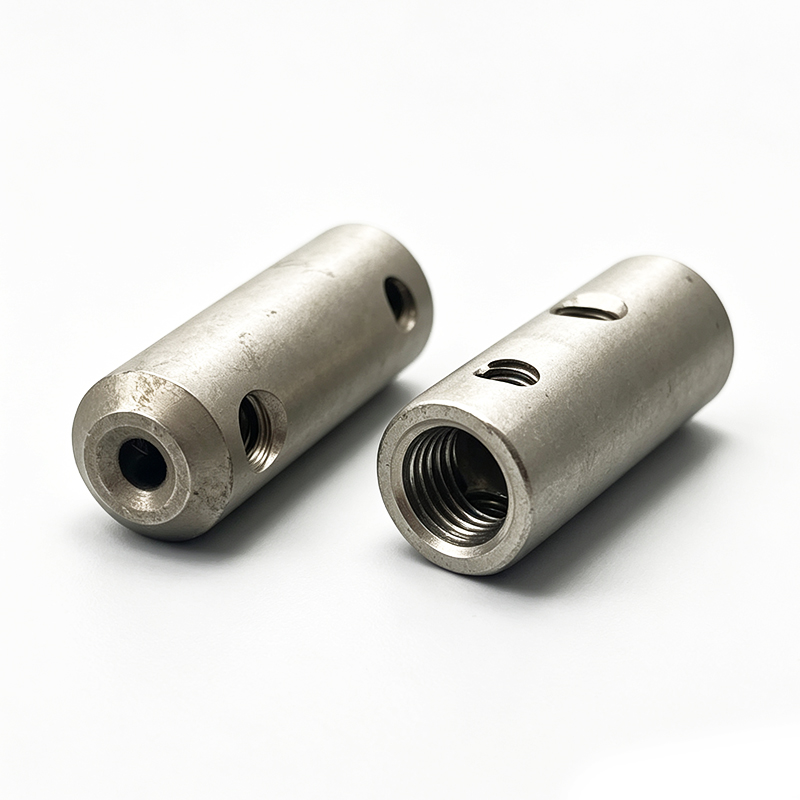 Stainless Steel Cylindrical Connector with Threaded Cross Holes