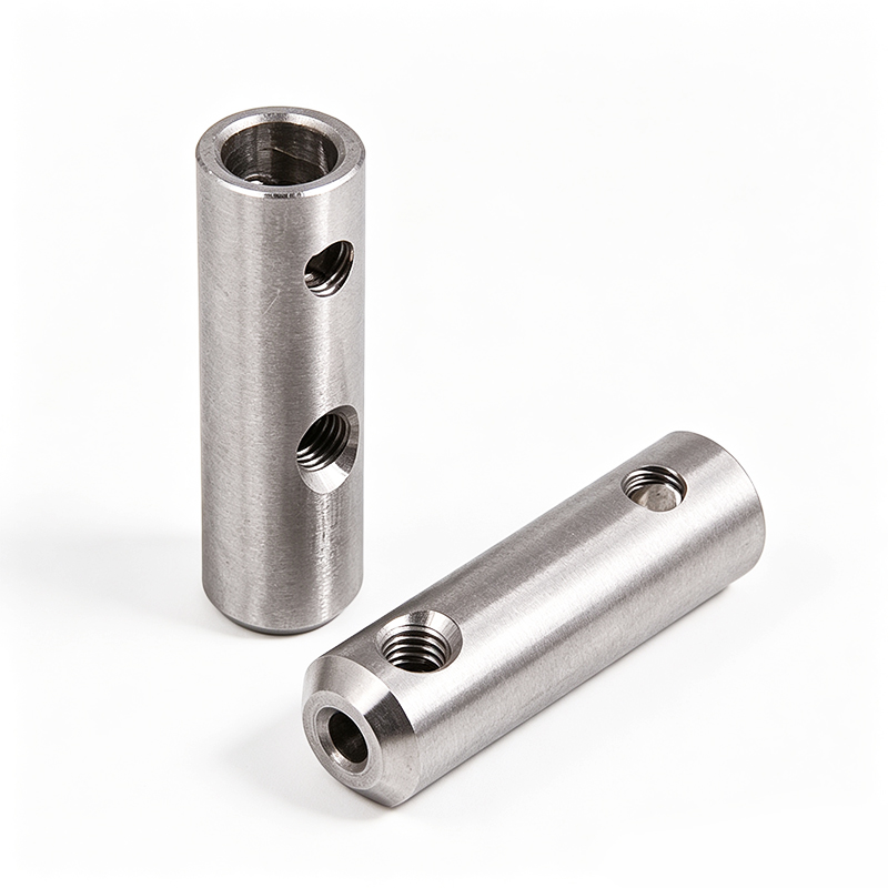 Stainless Steel Cylindrical Connector with Threaded Cross Holes
