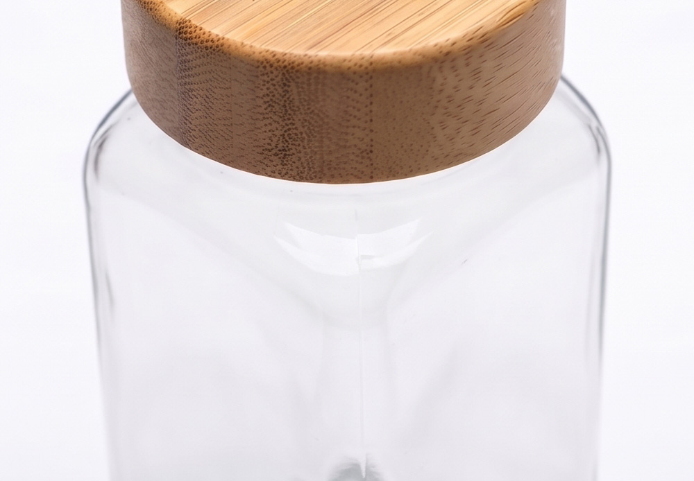 Square Glass Spice Jars with Natural Bamboo Lids