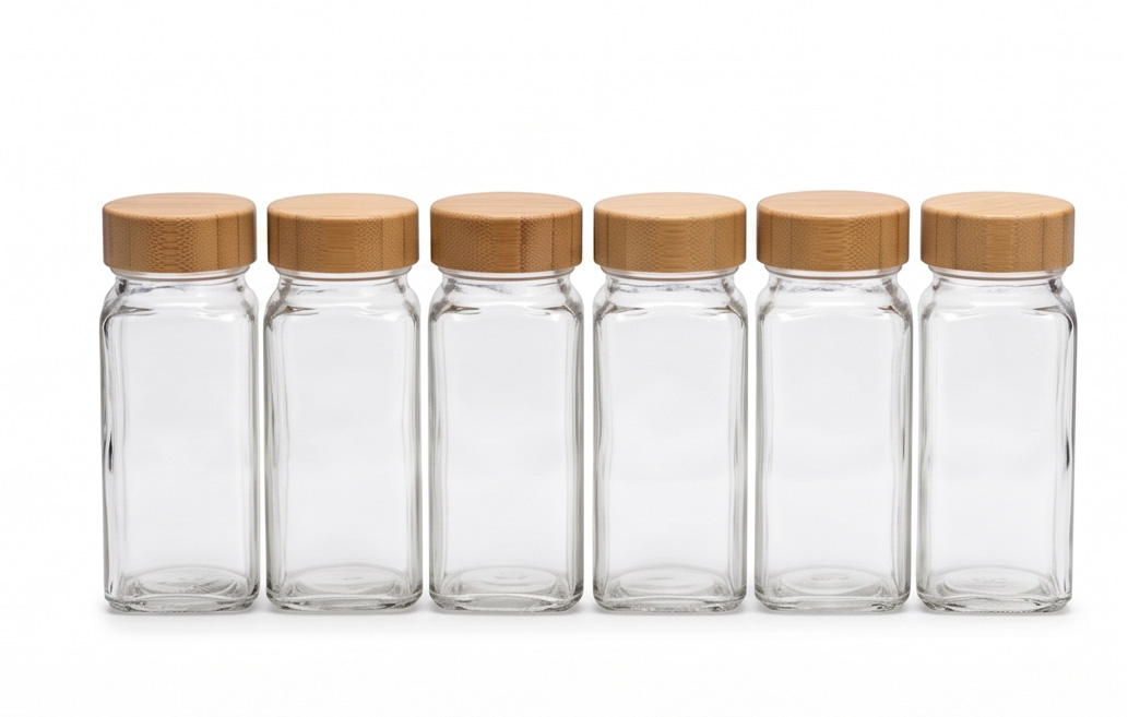120ml Glass Spice Jars with Bamboo Lids 