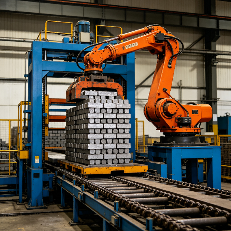 Automatic Palletizing Robot For Metal Ingot Stacking In Metallurgical Smelting Plant