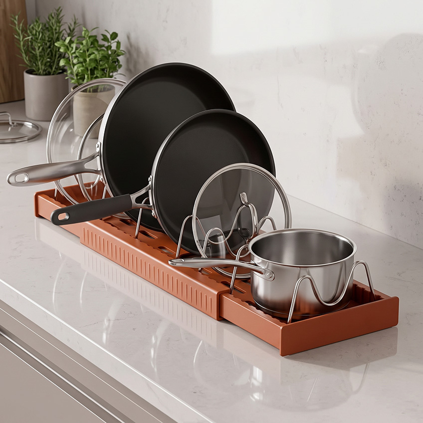 Expandable Pot and Pan Organizer Rack